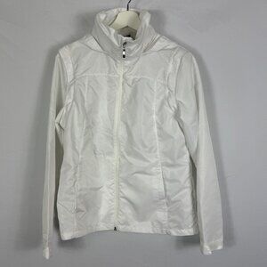 Izod Golf Convertible White Jacket Vest Womens Size Medium Stow away Hood Tennis